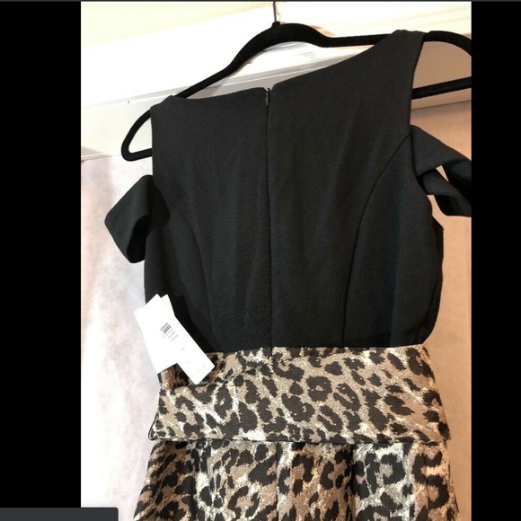 NWT Eliza J Cold-Should Leopard Fit & Flare Dress‎ in Black [SZ 4 ] - Picture 5 of 8